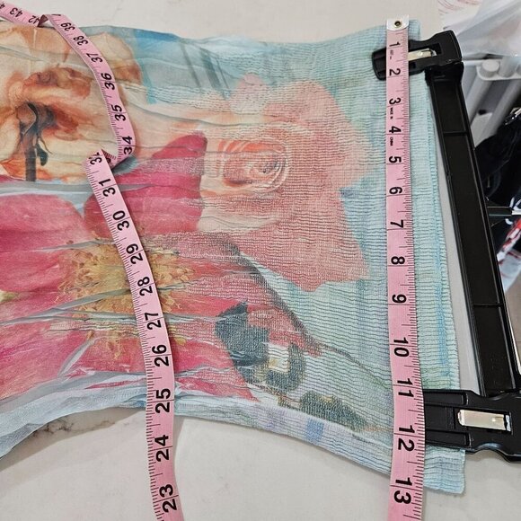 Lapis Dress One Size Floral Print Off Shoulder Strapless Blue Bubble Dress - Picture 6 of 11